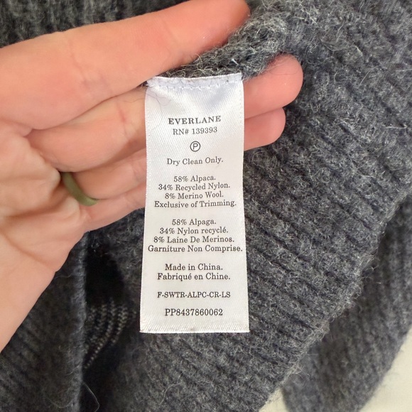 Everlane THE COCOON CREW IN ALPACA Dark Charcoal XXS - Picture 9 of 10